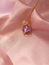 Shiny Purple Heart Çelik Kolye