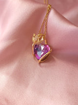 Shiny Purple Heart Çelik Kolye