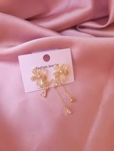 Floral Drop | Çiçek Desenli Taşlı Sallantılı Küpe