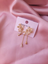 Floral Drop | Çiçek Desenli Taşlı Sallantılı Küpe