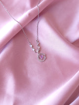 Crystal Pink Heart | Paslanmaz Çelik Kolye