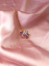 Royal Purple Heart | Taşlı Çelik Kolye