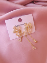 Floral Drop | Çiçek Desenli Taşlı Sallantılı Küpe