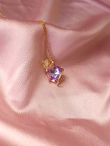 Shiny Purple Heart Çelik Kolye