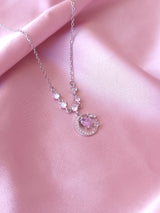 Crystal Pink Heart | Paslanmaz Çelik Kolye