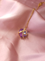 Royal Purple Heart | Taşlı Çelik Kolye