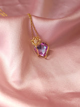 Shiny Purple Heart Çelik Kolye