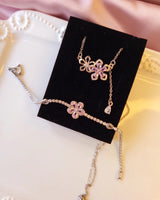 Floral Set Çiçekli Çelik Kolye ve Bileklik Takım